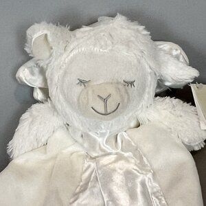 Elegant Baby Prayer Lamb Lovey Blankie White Satin Trim NWT